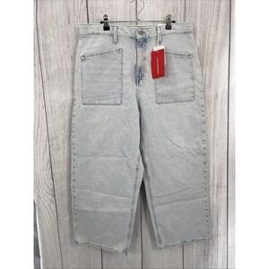 Lucky Brand Jeans Womens 14 Light Wash High Rise Wide Leg Crop Patch Pocket